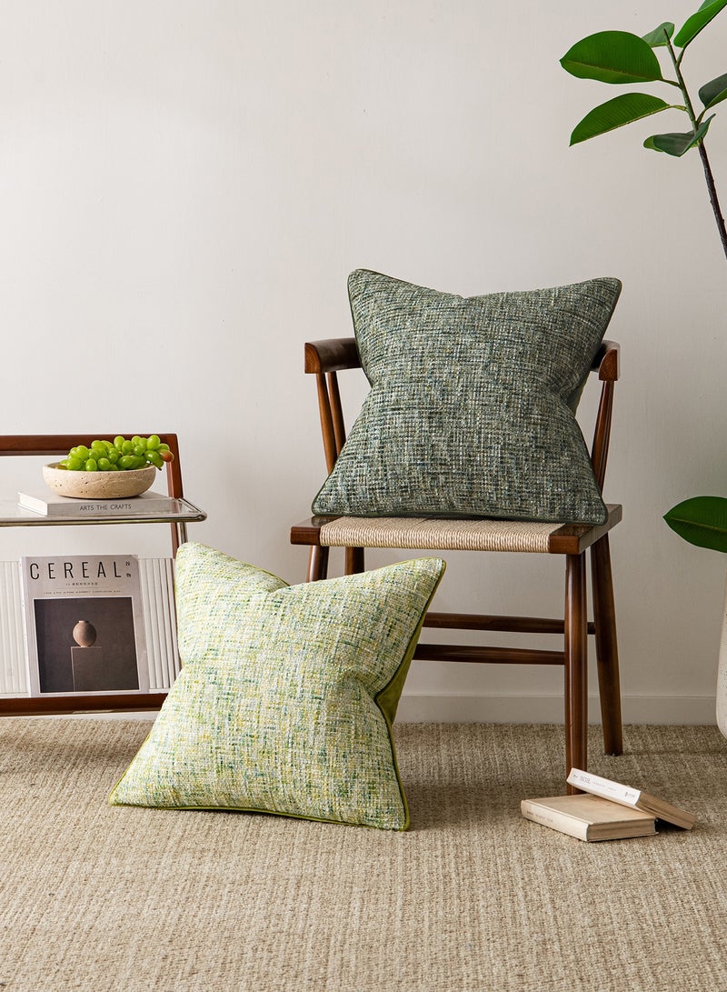 a moment Green Reversible Pillow Covers 2 Pack - Farmhouse Chenille Throw Pillows, Neutral Textured Decorative Throw Pillow Covers with Border for Couch Sofa Bed (45x45 CM, No Insert) - Image 4